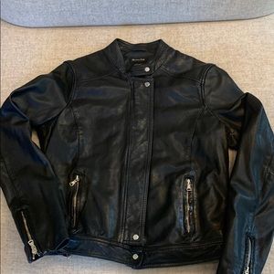 Massimo dutti leather bomber jacket